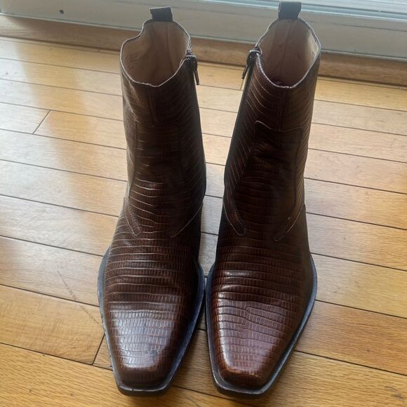 ALDO Men’s Brown Leather Short Ankle Western Cowboy Rodeo Boots Sz 42 - Picture 9 of 11